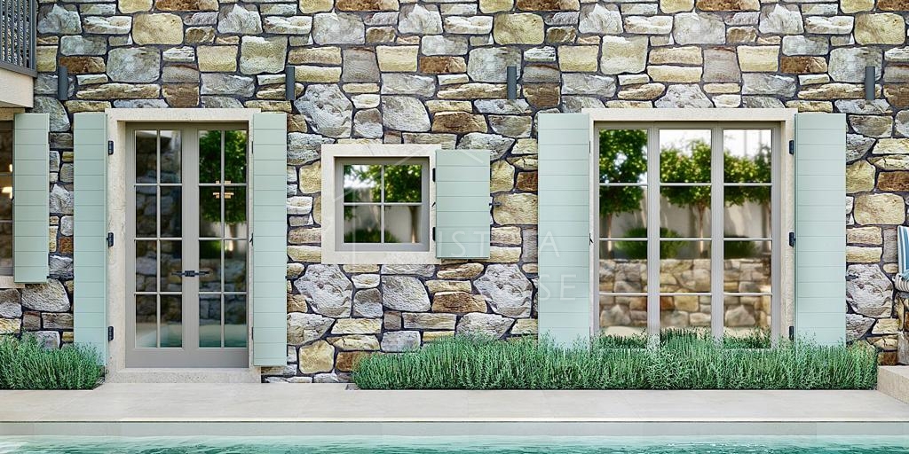 Poreč, dintorni, casa in pietra di design con piscina