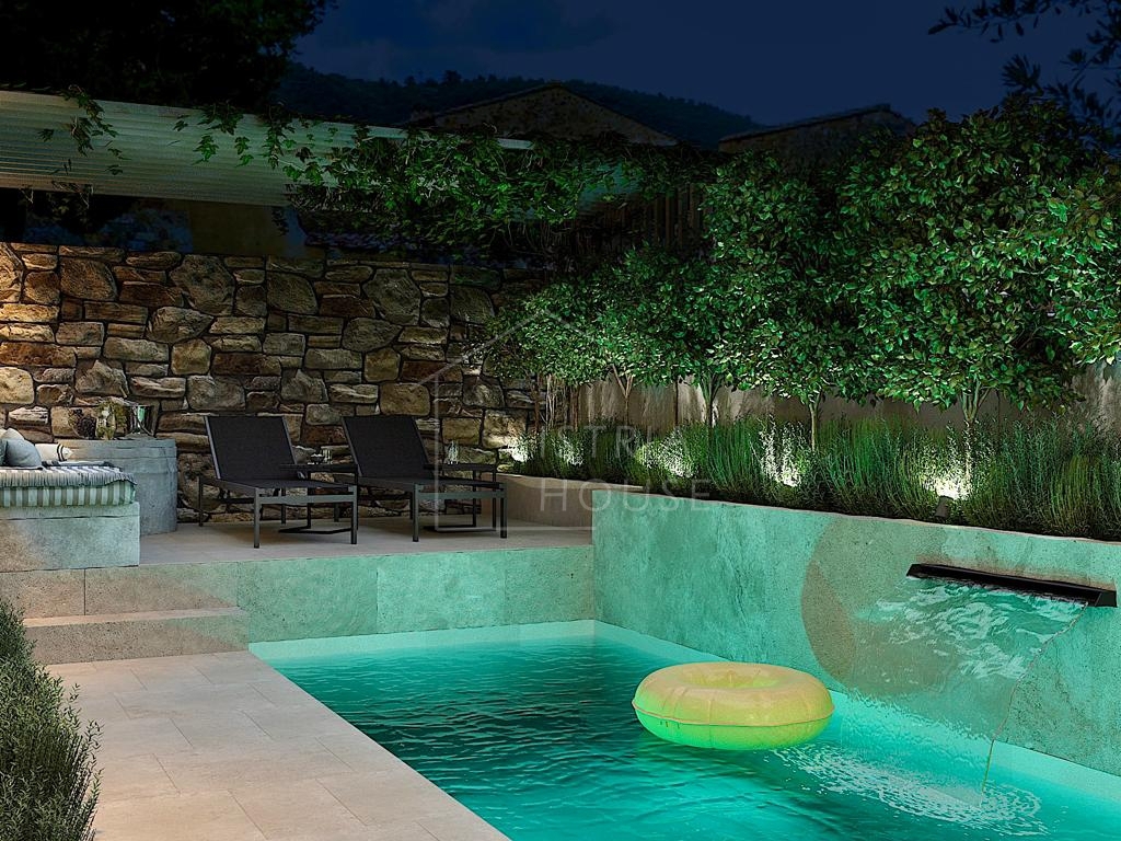 Poreč, dintorni, casa in pietra di design con piscina