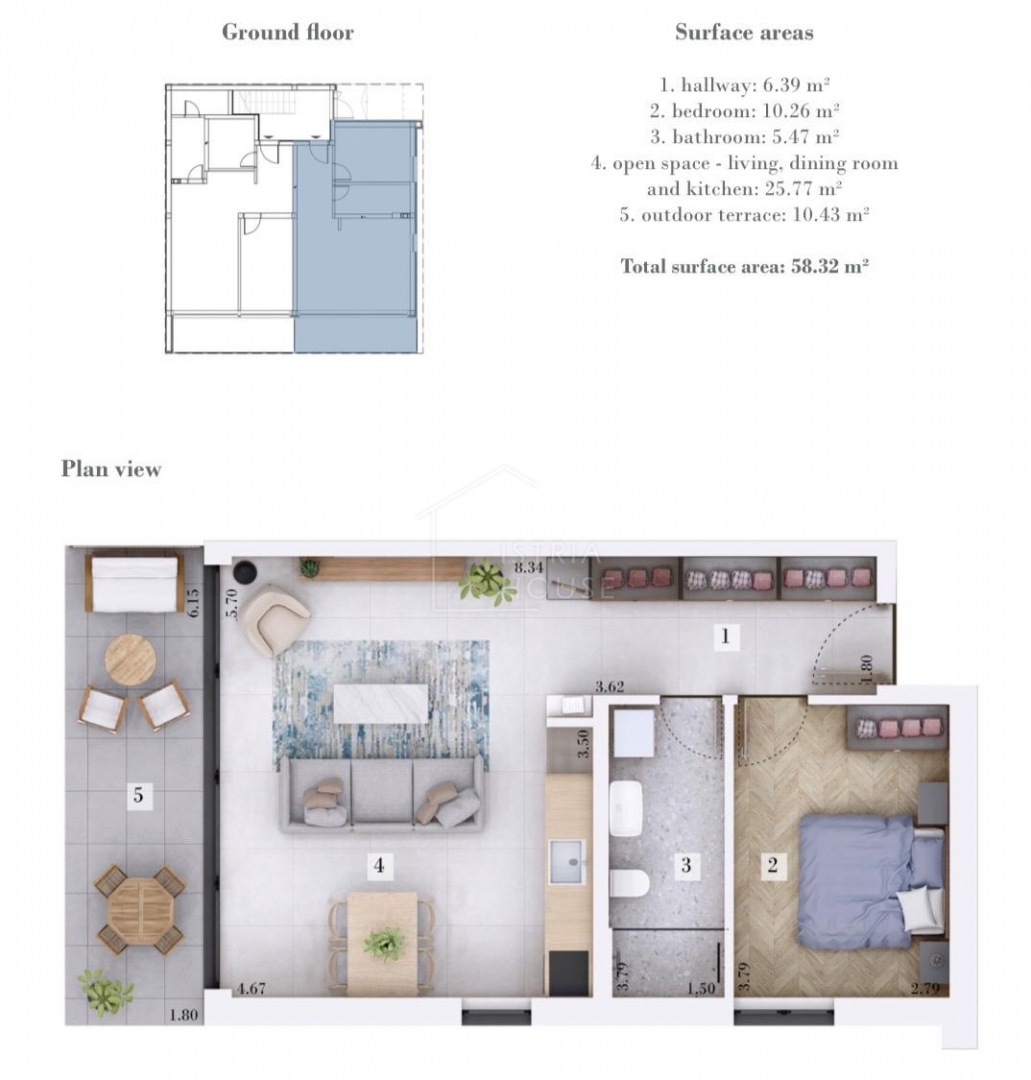 Rovigno, dintorni, appartamento al piano terra con giardino