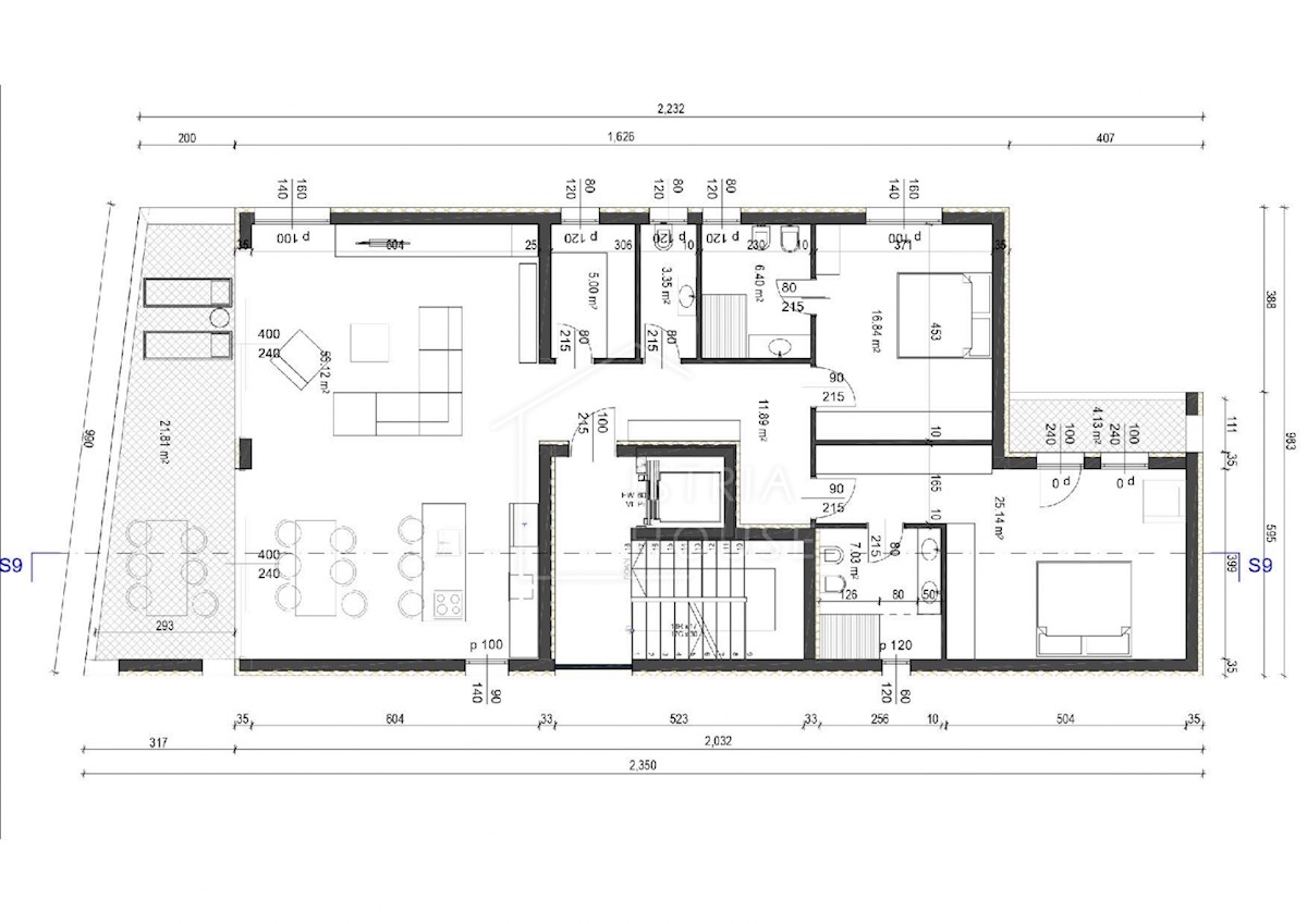 Appartamento di lusso con terrazzo e vista