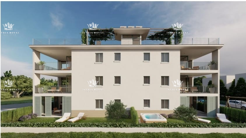 Appartamento moderno in edificio di nuova costruzione a Umago, a 400 m dal mare - 79 m², 2 camere da letto + soggiorno con angolo cottura, Istria.