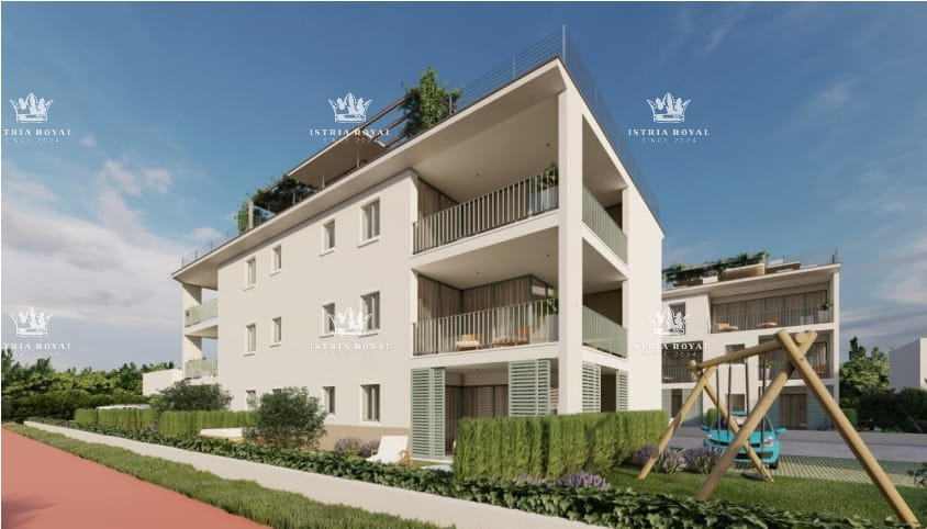 Appartamento moderno in edificio di nuova costruzione a Umago, a 400 m dal mare - 79 m², 2 camere da letto + soggiorno con angolo cottura, Istria.