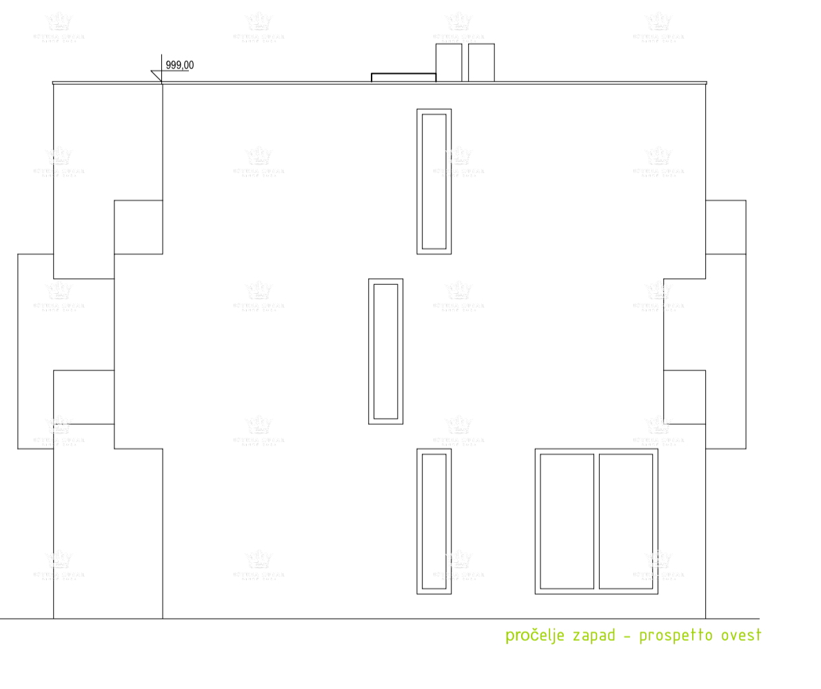 Istria, Murine, terreno edificabile 900 m2, progetto per 6 appartamenti, permesso di costruzione, 9 posti auto