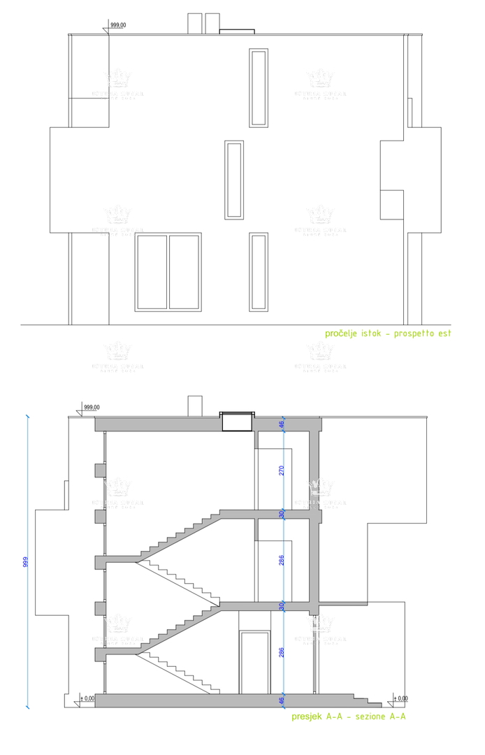 Istria, Murine, terreno edificabile 900 m2, progetto per 6 appartamenti, permesso di costruzione, 9 posti auto