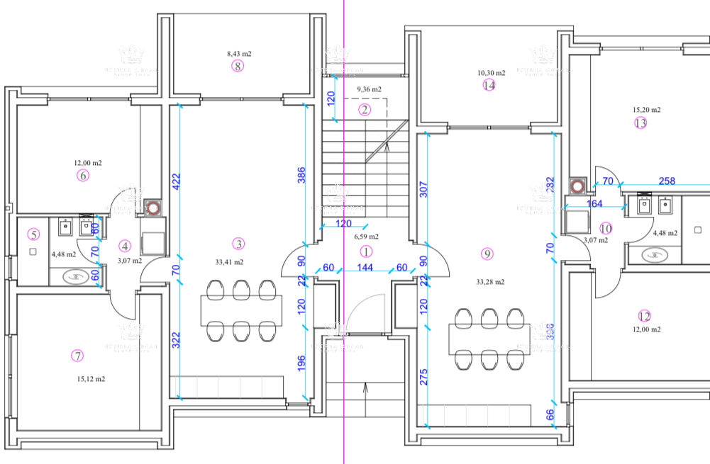 Istria, Murine, terreno edificabile 900 m2, progetto per 6 appartamenti, permesso di costruzione, 9 posti auto