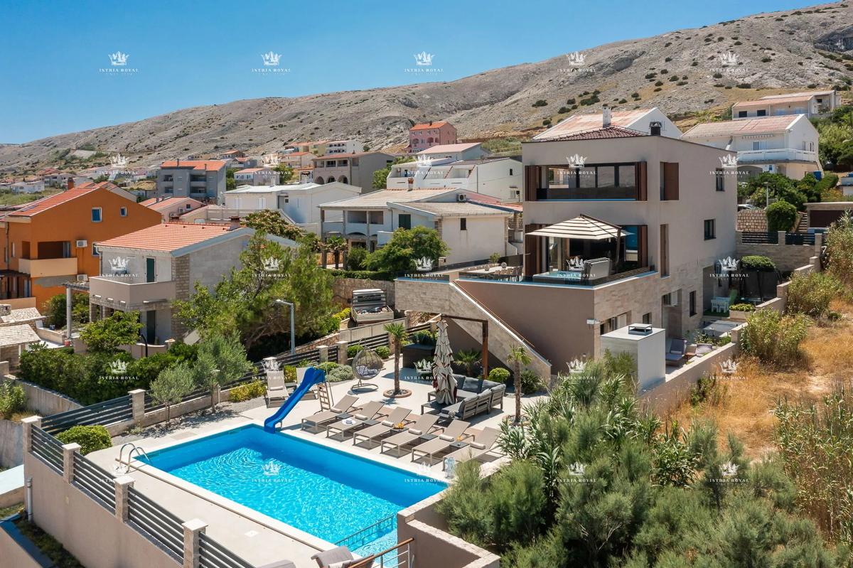 Villa di lusso con vista mare e piscina – Pag, 130 m dalla spiaggia