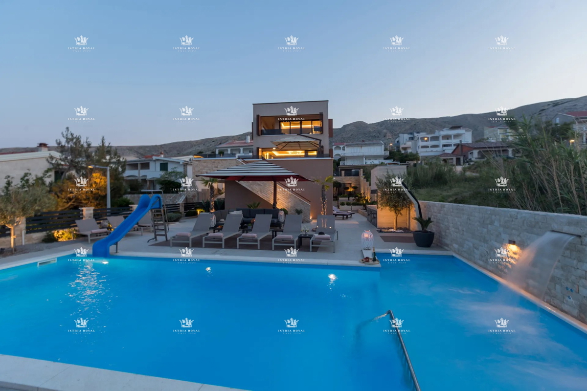 Villa di lusso con vista mare e piscina – Pag, 130 m dalla spiaggia