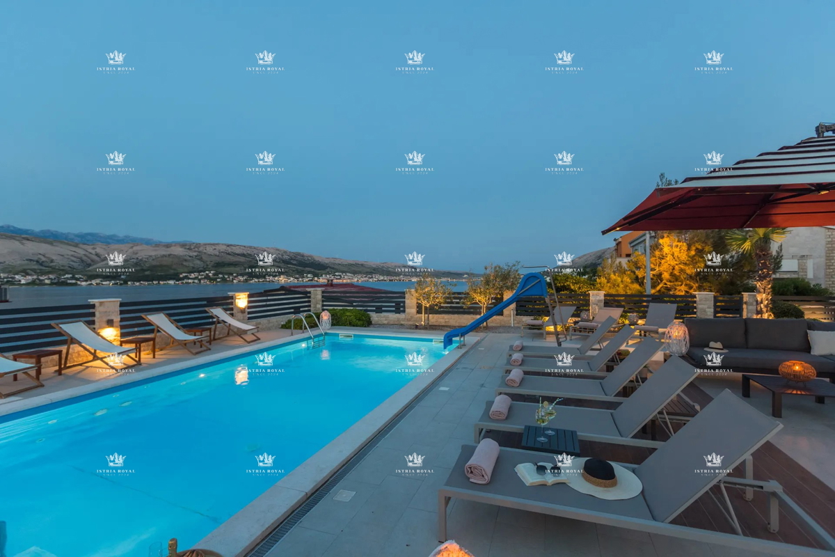 Villa di lusso con vista mare e piscina – Pag, 130 m dalla spiaggia