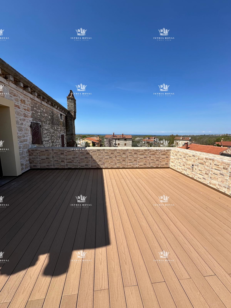 VENDITA ESCLUSIVA, ISTRIA, POREČ – GEDIĆI, CASA IN PIETRA ISTRIANA RISTRUTTURATA IN RIGA, 195m², 3CAM+SOGGIORNO, TERRAZZA 30m², VISTA MARE