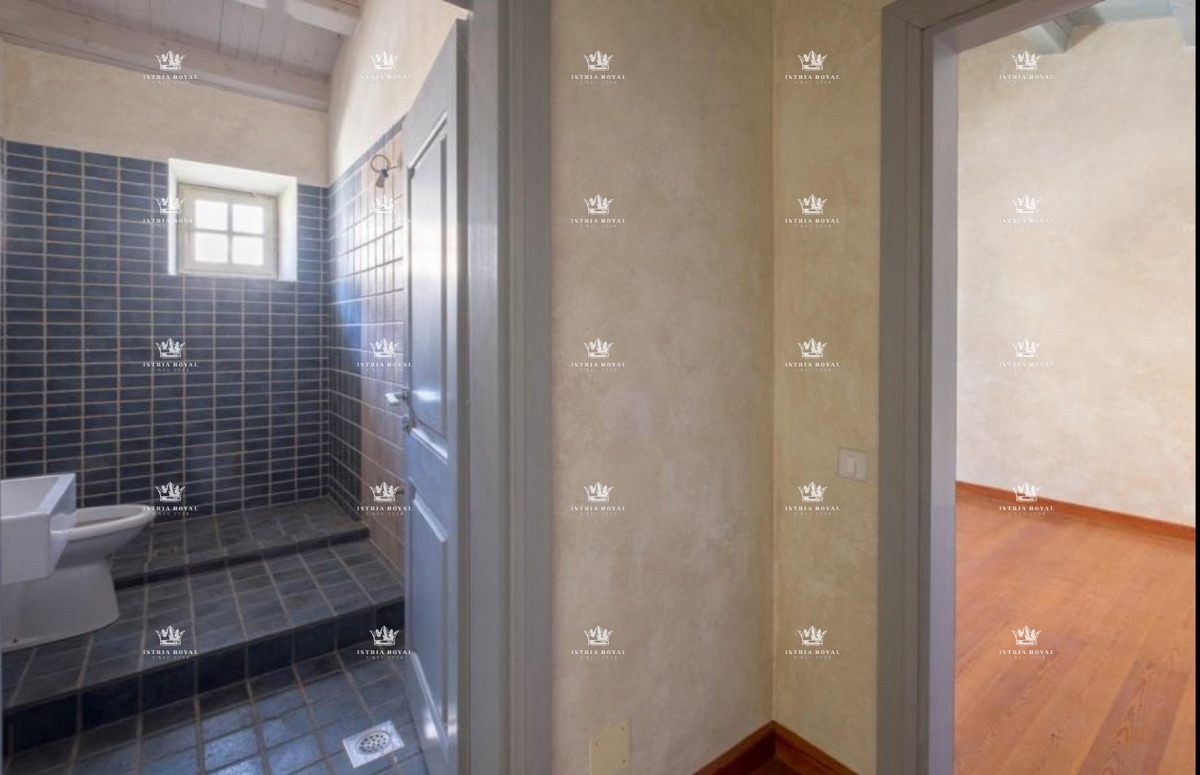Istra, Pazin, vendita di terreno edificabile, progetto per una casa con piscina, parzialmente costruita.
