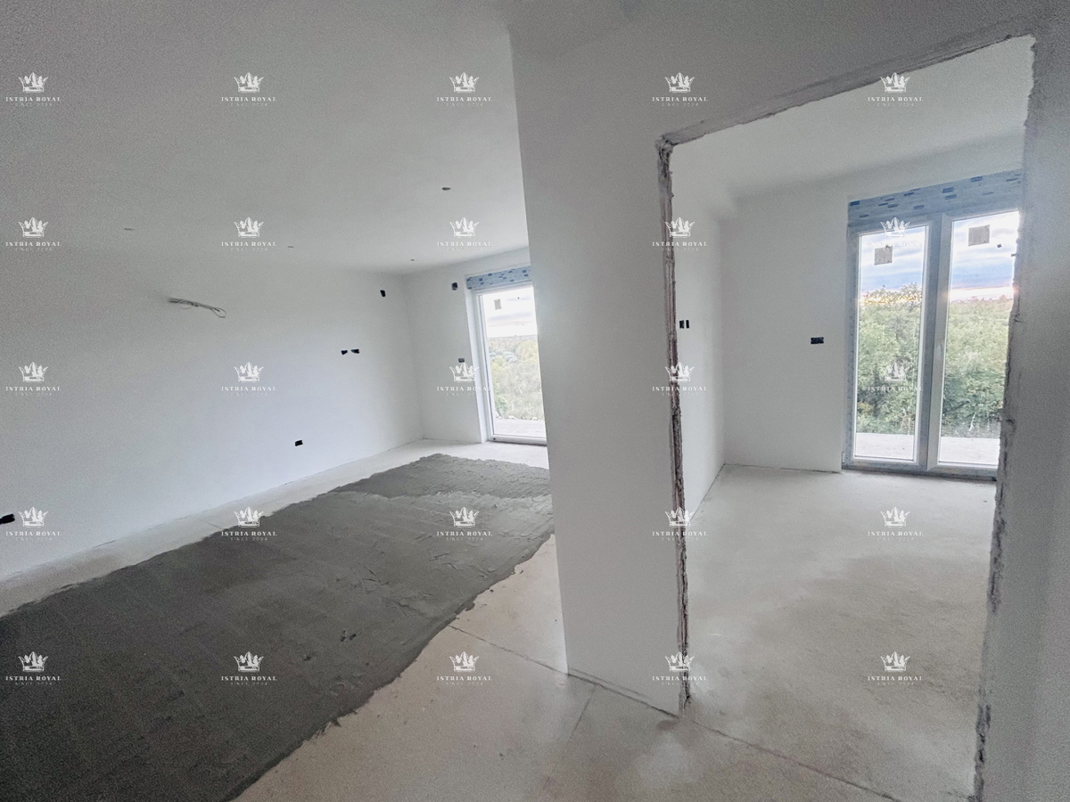 Umag, appartamento 66m2, 2 camere da letto + soggiorno, vista mare aperta, posto auto, terrazza