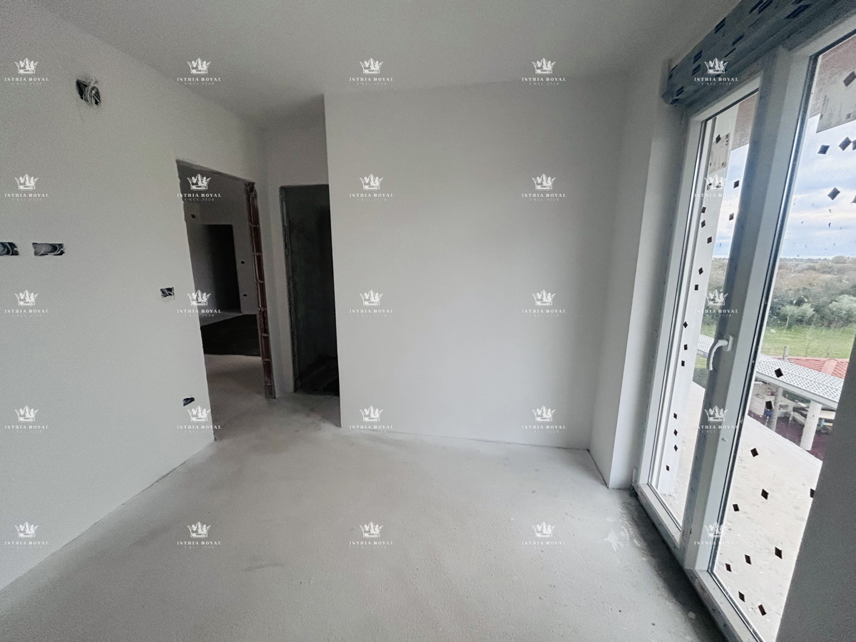 Umag, appartamento 66m2, 2 camere da letto + soggiorno, vista mare aperta, posto auto, terrazza