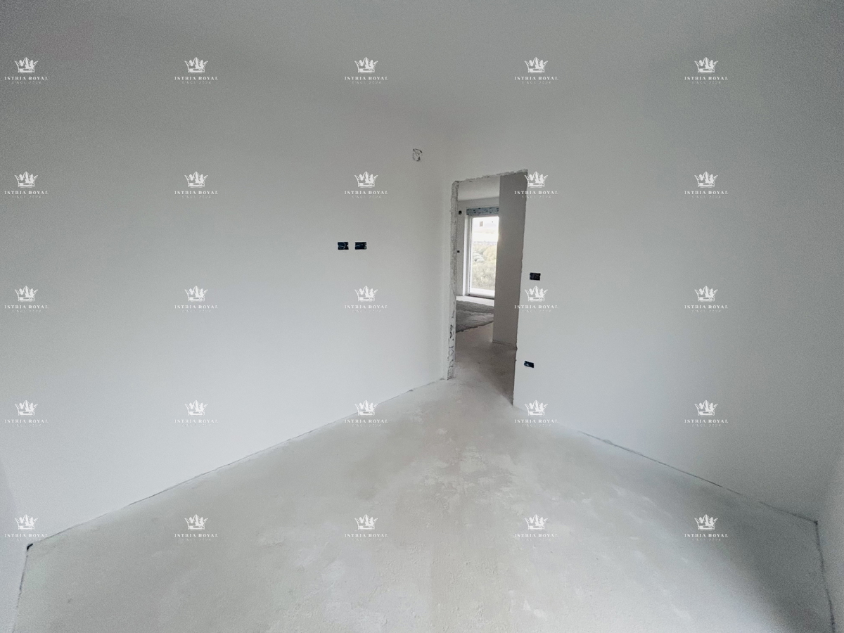 Umag, appartamento 66m2, 2 camere da letto + soggiorno, vista mare aperta, posto auto, terrazza