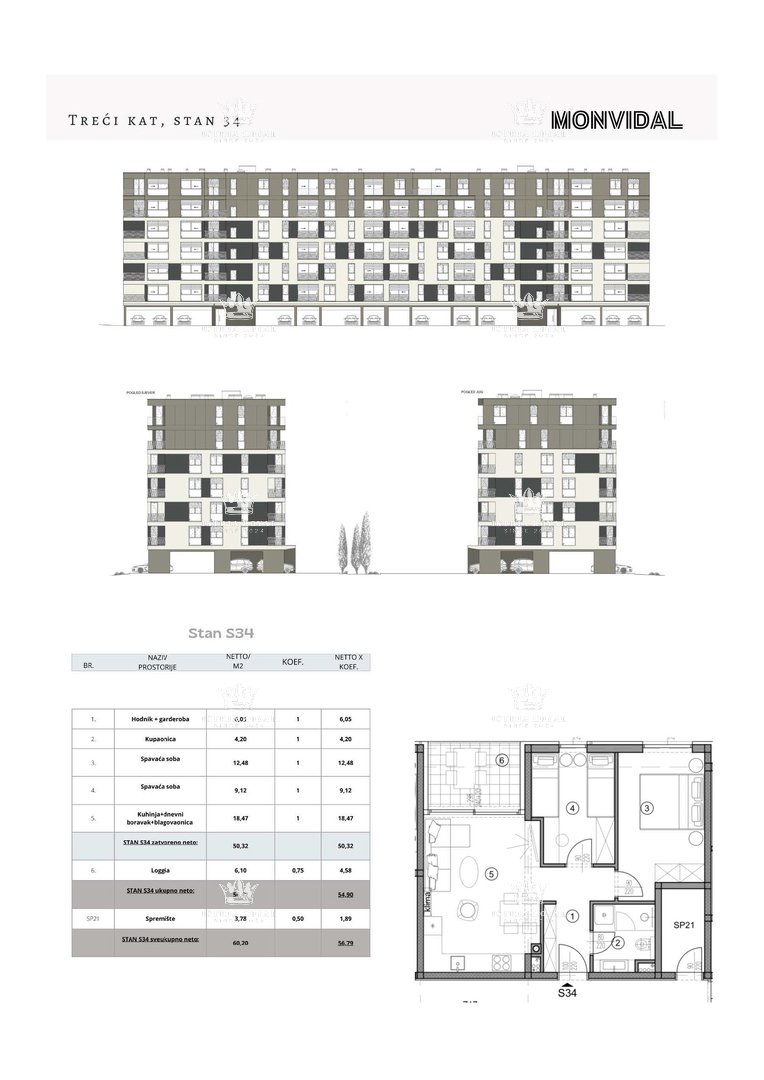 Istria, Pula, Monvidal, vendita di un moderno appartamento al 3° piano con posto auto e cantina, nuova costruzione, – "CHIAVE IN MANO".