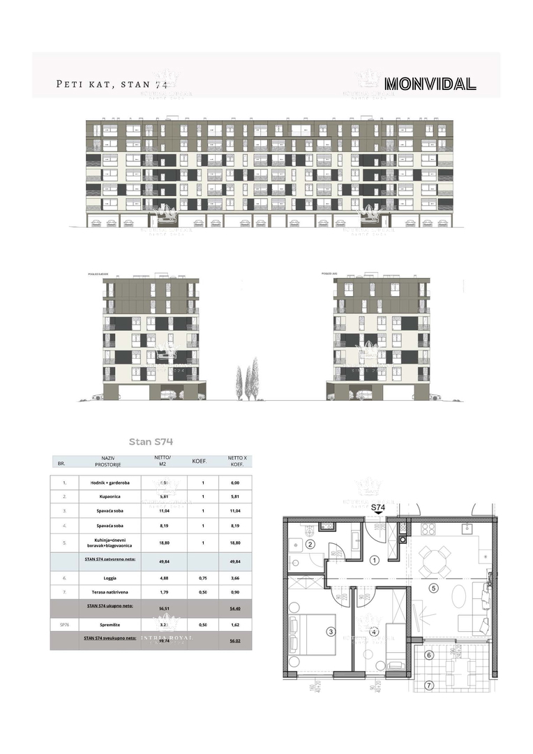 Istria, Pula, Monvidal, vendita di un moderno appartamento al 5° piano con posto auto e cantina, nuova costruzione – "CHIAVI IN MANO".