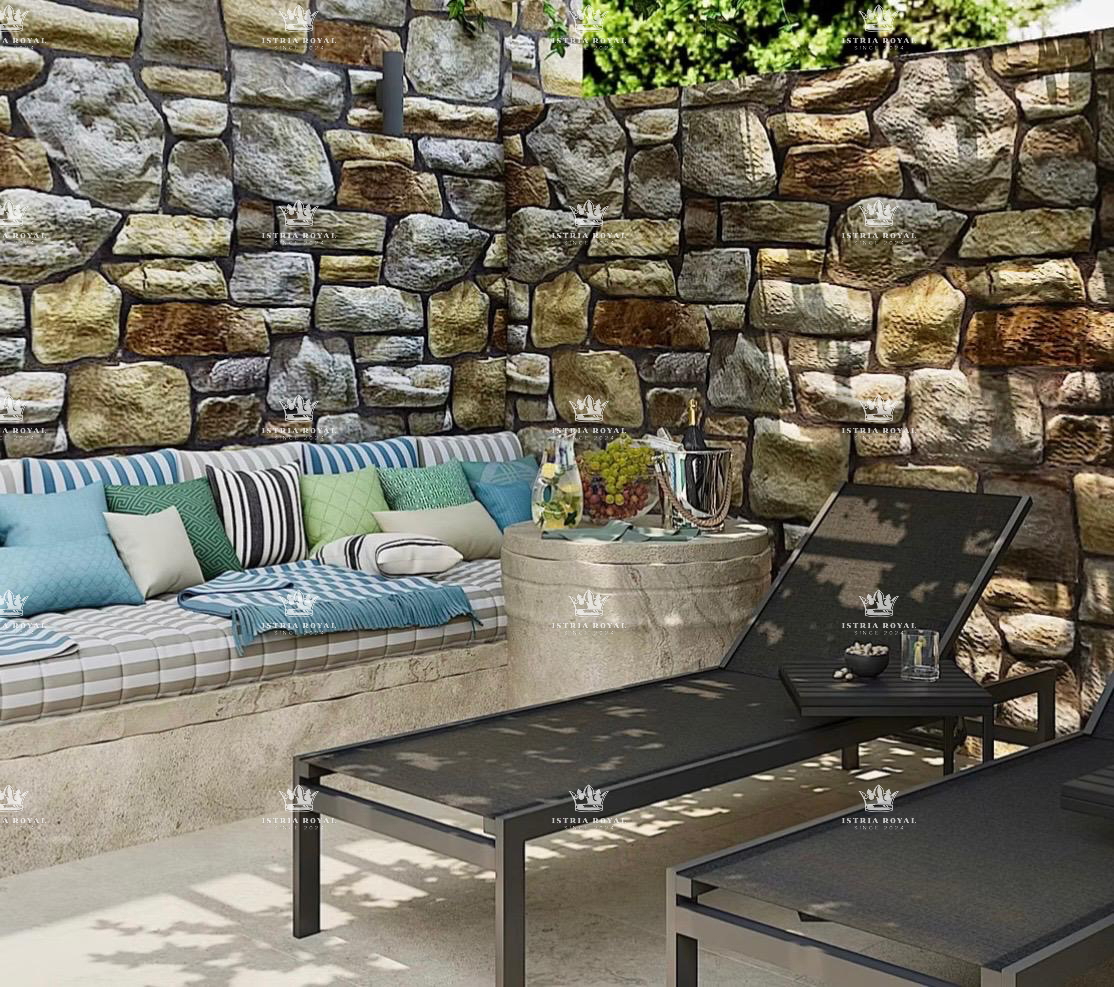 Istra, Kastelir, Rojci, casa antica istriana ristrutturata di 183 m2 con piscina, terreno di 153 m2, vista mare, cantina per vino, sauna