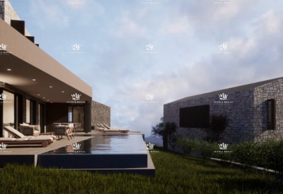 Istra, vicino a Oprtlja, Kalegarići, terreno edificabile di 3042 m2 per 4 ville, tutta l'infrastruttura nelle immediate vicinanze, posizione eccellente