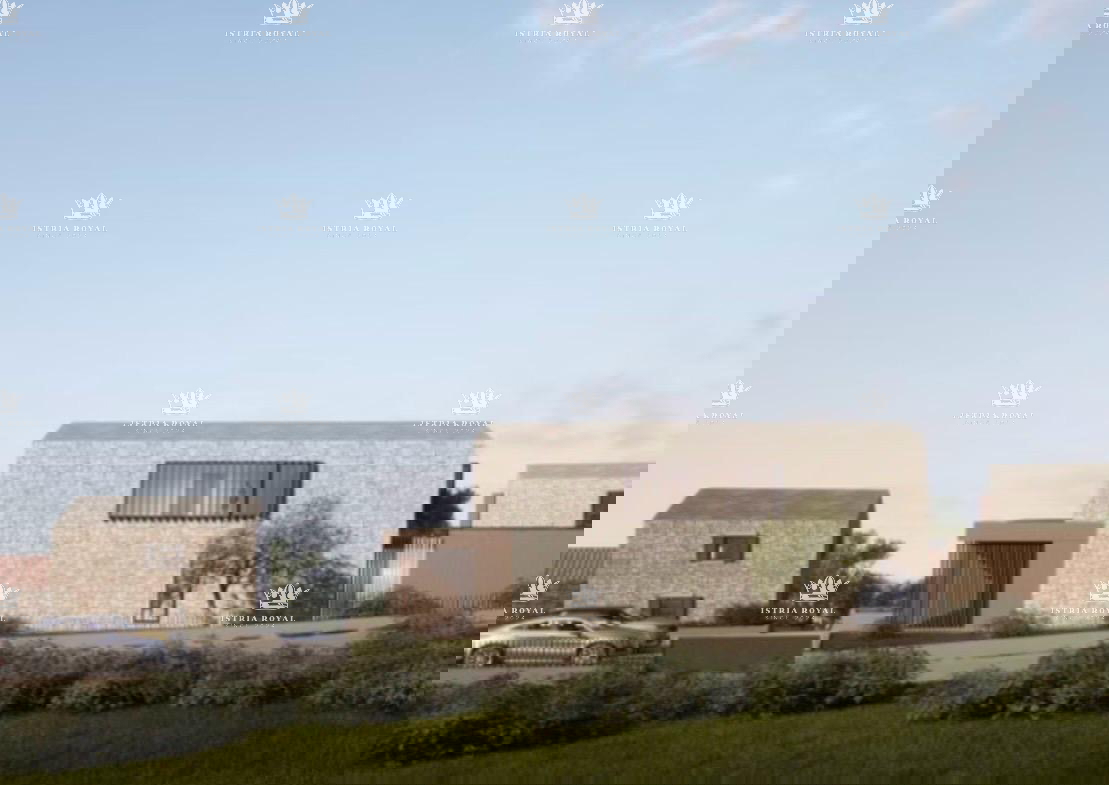 Istra, vicino a Oprtlja, Kalegarići, terreno edificabile di 3042 m2 per 4 ville, tutta l'infrastruttura nelle immediate vicinanze, posizione eccellente