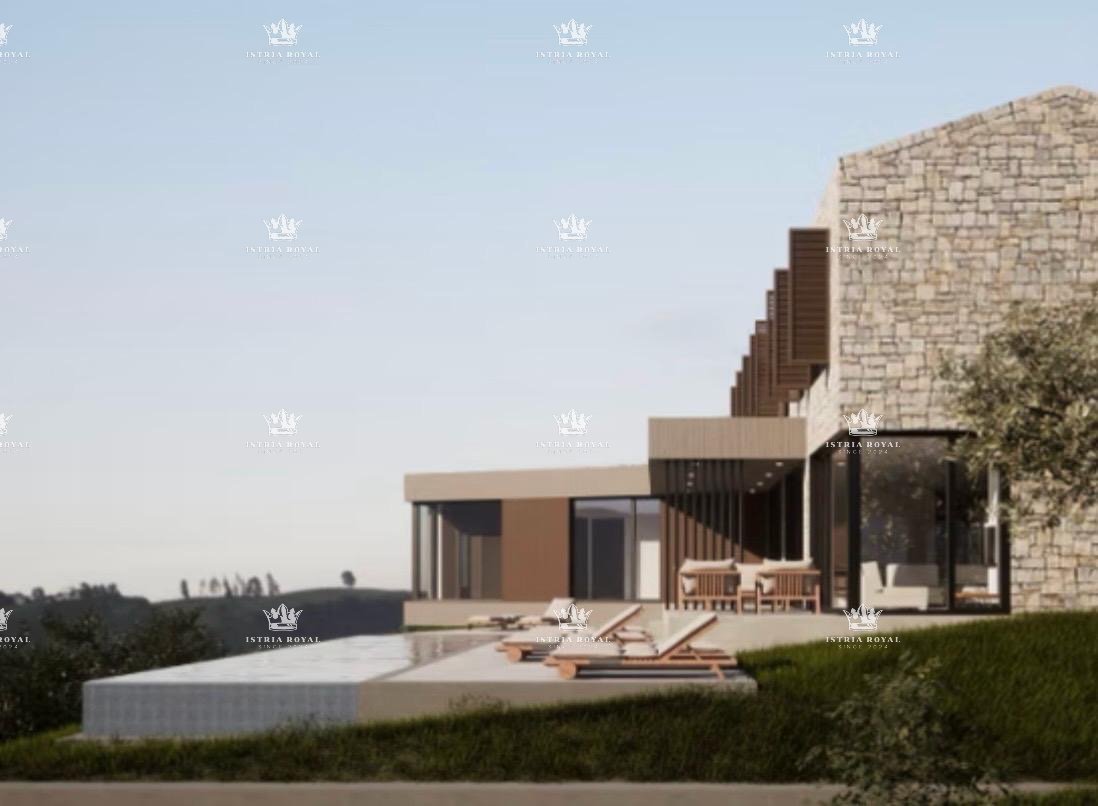 Istra, vicino a Oprtlja, Kalegarići, terreno edificabile di 3042 m2 per 4 ville, tutta l'infrastruttura nelle immediate vicinanze, posizione eccellente