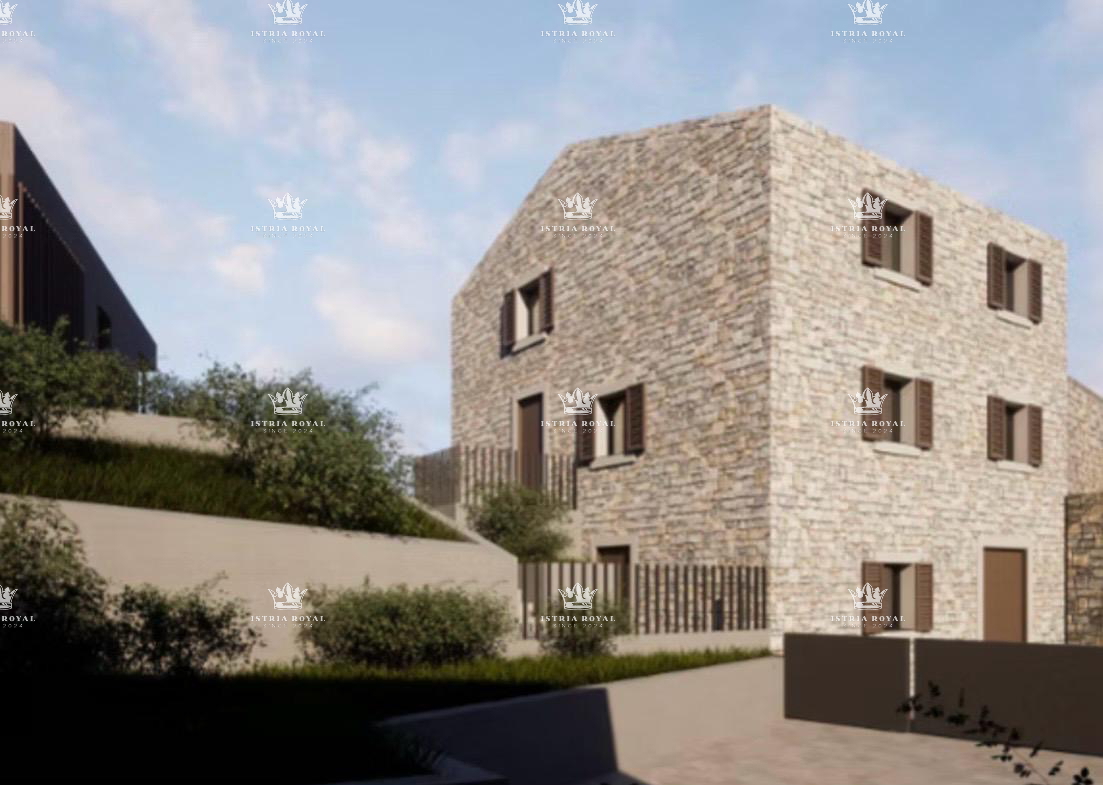 Istra, vicino a Oprtlja, Kalegarići, terreno edificabile di 3042 m2 per 4 ville, tutta l'infrastruttura nelle immediate vicinanze, posizione eccellente