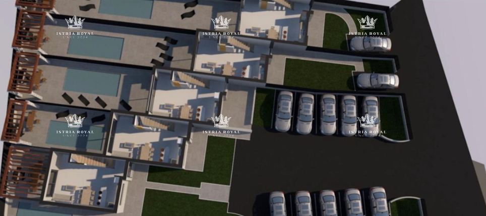 Istria, Poreč, vendita nuova costruzione di case 130m2 a schiera, Poreč – 250m dal mare, 4SS+DB, ascensore, vista mare.
