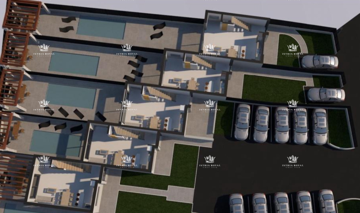 Istria, Poreč, vendita nuova costruzione di case 130m2 a schiera, Poreč – 250m dal mare, 4SS+DB, ascensore, vista mare.