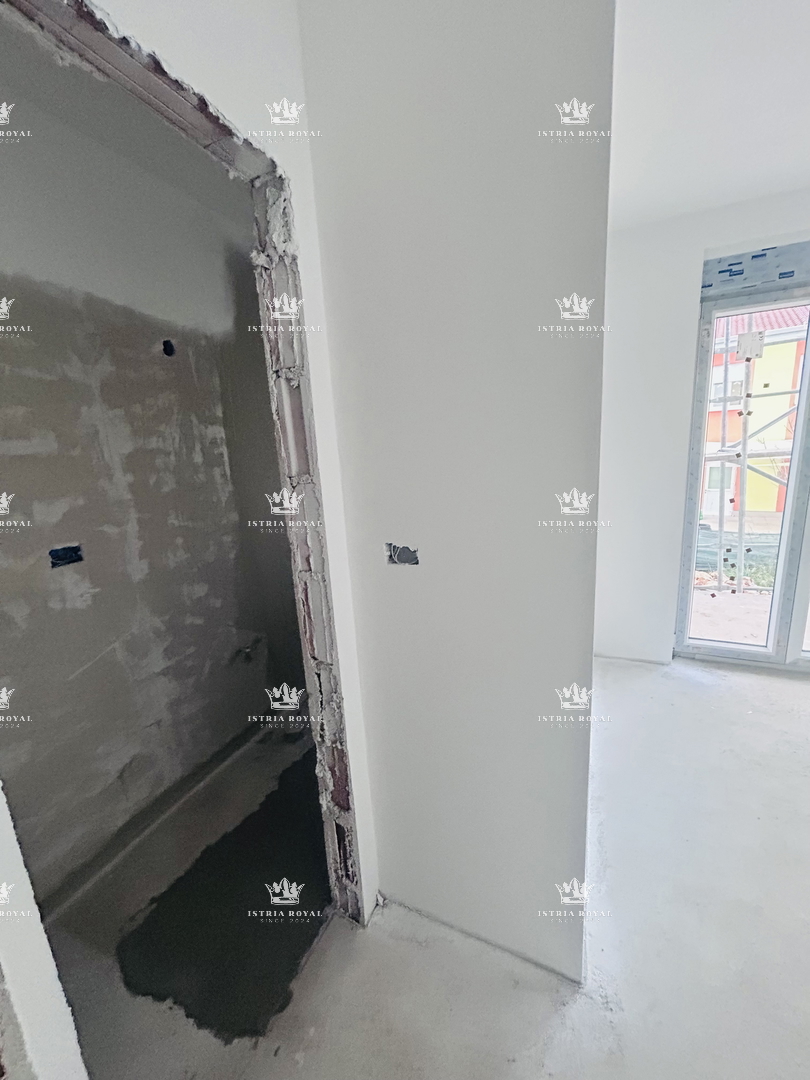 Umag, appartamento 72m2, 2 camere da letto + soggiorno con angolo cottura, parcheggio, vista mare, nuova costruzione