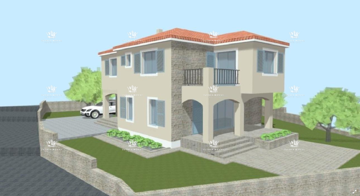 VENDITA ESCLUSIVA!!! Istria, Vrsar, Flengi, vendita di una casa prefabbricata con vista mare, costruzione iniziata, casa familiare, investimento.