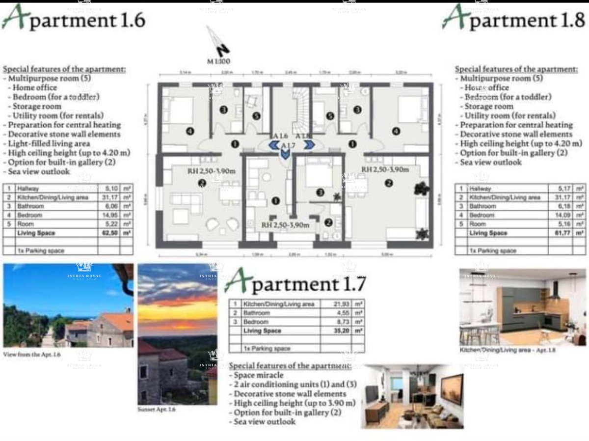 Istra, Buje, Bibali, appartamento 76m2, 2SS+DB, piscina.