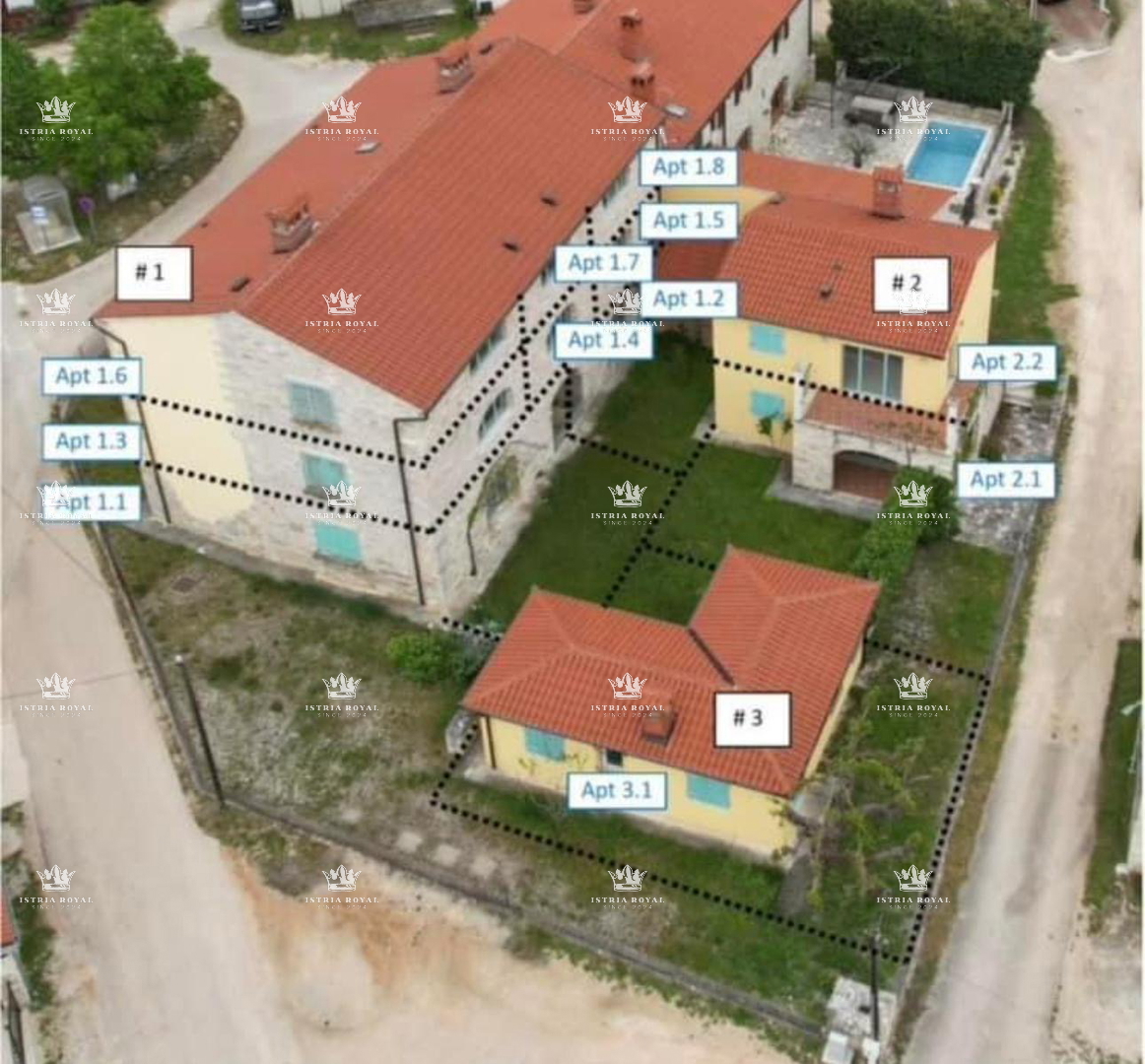 Istra, Buje, Bibali, appartamento 76m2, 2SS+DB, piscina.