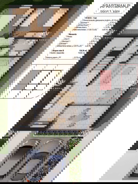 ISTRA, ZAMBRATIJA, DVOETAŽNI ČETVEROSOBAN STAN 175m2, NOVOGRADNJA