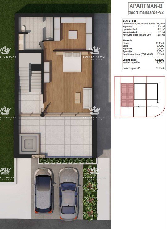 ISTRA, ZAMBRATIJA, DVOETAŽNI ČETVEROSOBAN STAN 175m2, NOVOGRADNJA