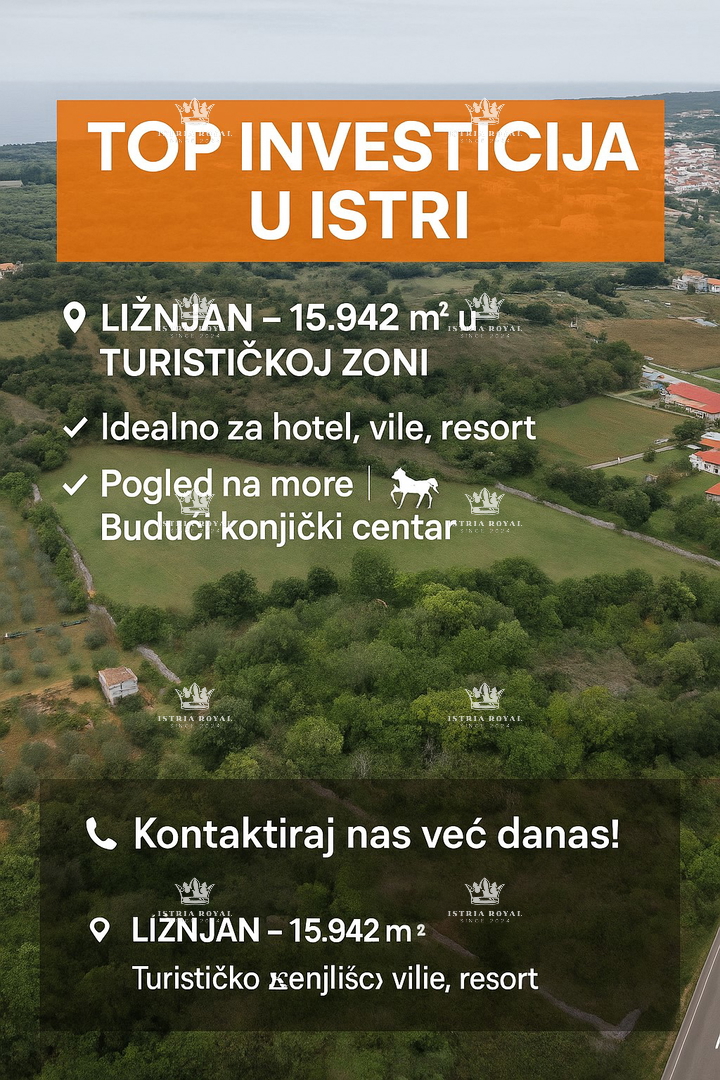 Istria, Ližnjan, terreno per la costruzione di hotel e ville con piscina - zona T1 e T2.