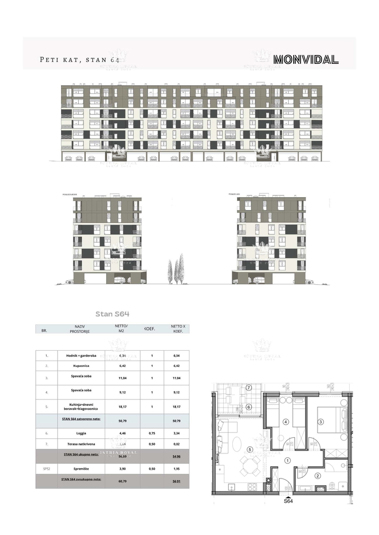 Istra, Pula, Monvidal, vendita di un moderno appartamento al 5° piano con posto auto e cantina, nuova costruzione – "CHIAVE IN MANO".