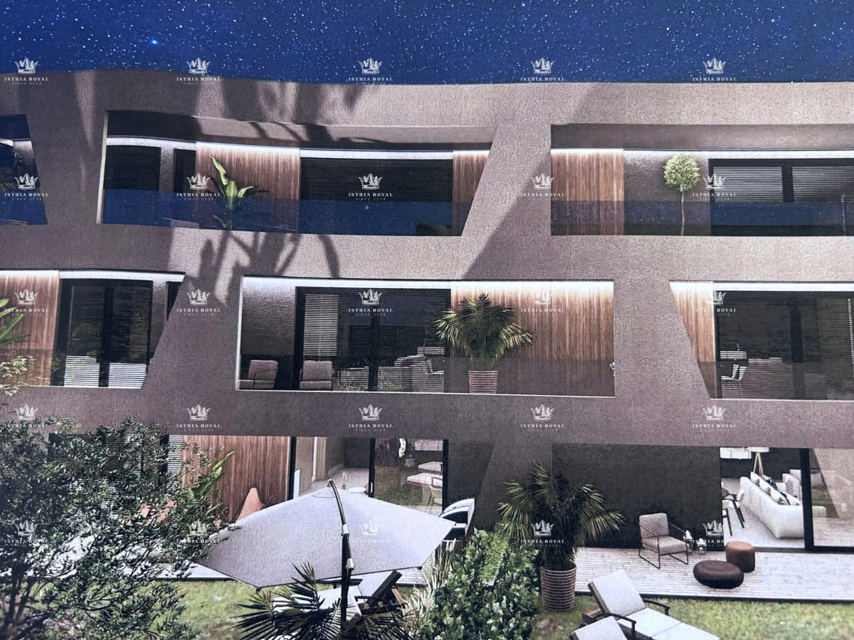 Vendita appartamento Umago – 2 camere da letto + soggiorno con angolo cottura, terrazza 13m², vista mare, parcheggio – posizione tranquilla, vicino alla spiaggia, Istria.