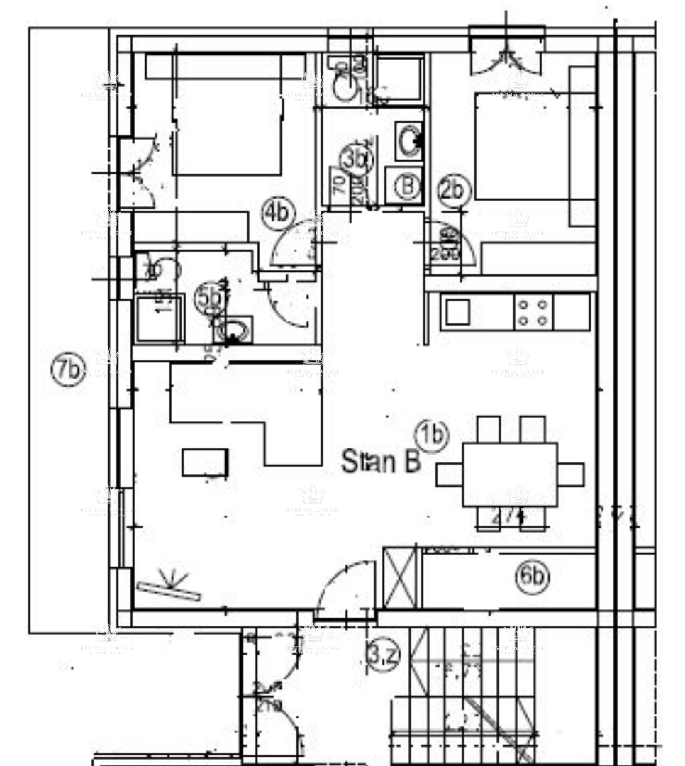 Umag, appartamento 72m2, 2 camere da letto + soggiorno con angolo cottura, parcheggio, vista mare, nuova costruzione, 1° piano