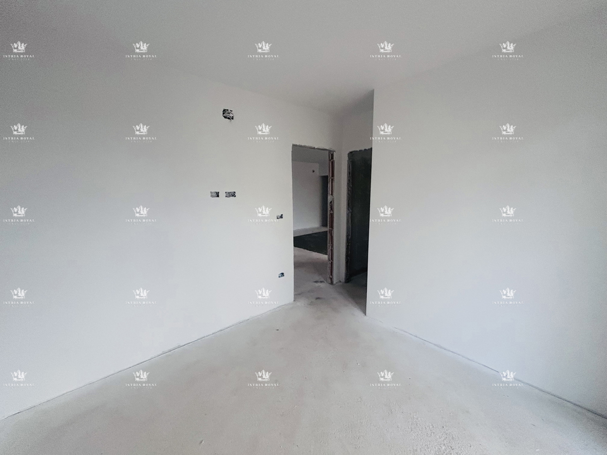 Umag, appartamento 72m2, 2 camere da letto + soggiorno con angolo cottura, parcheggio, vista mare, nuova costruzione, 1° piano