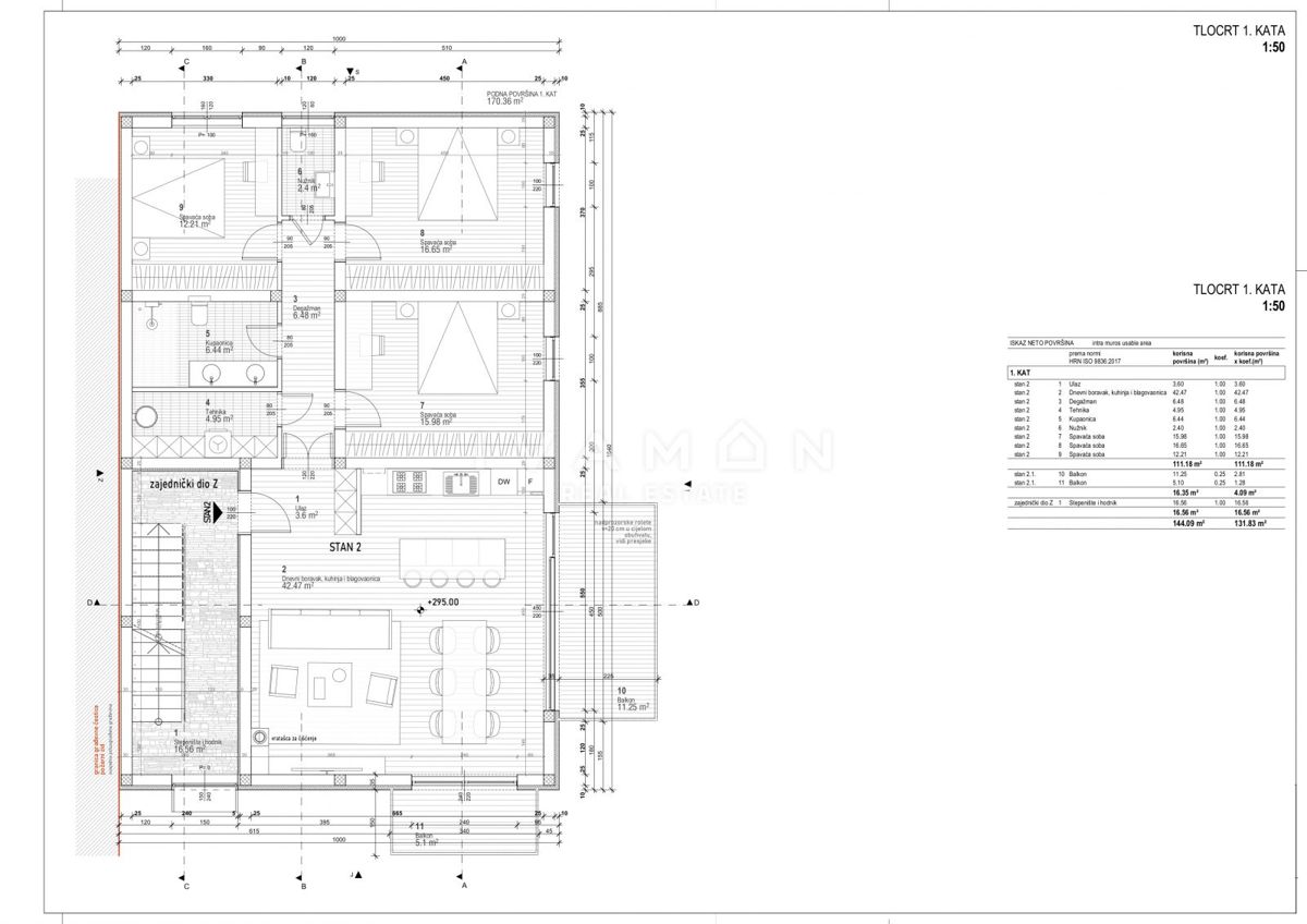 Appartamento con tre camere da letto, a 700 metri dal mare