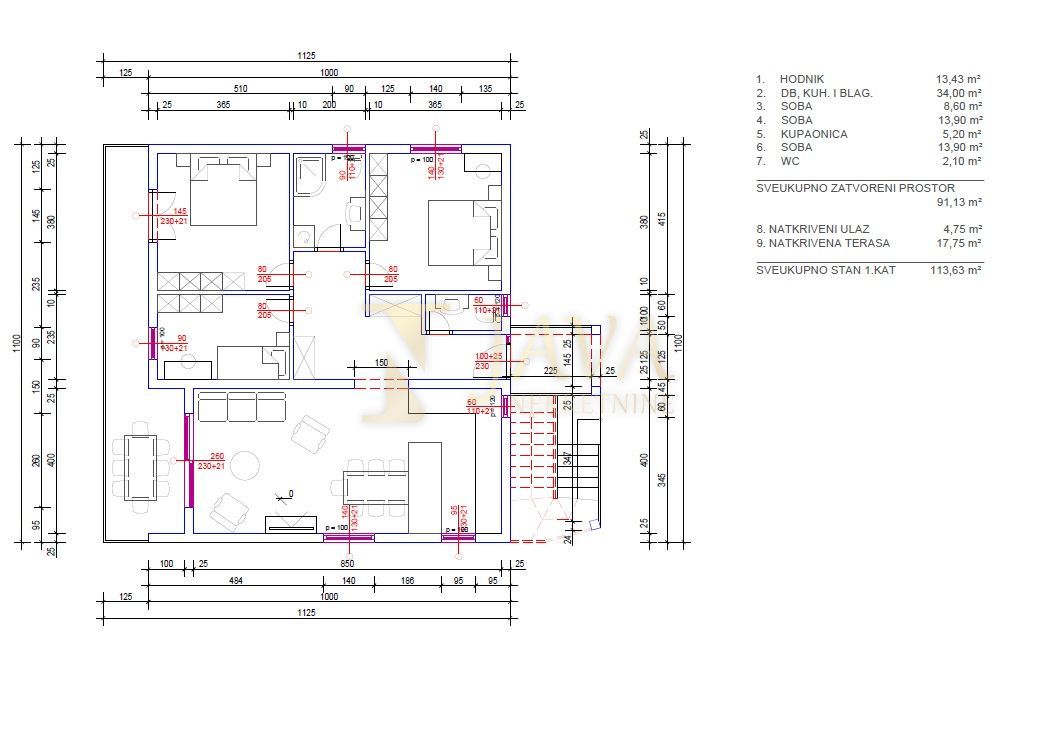 Appartamento Srdoči, Rijeka, 113m2