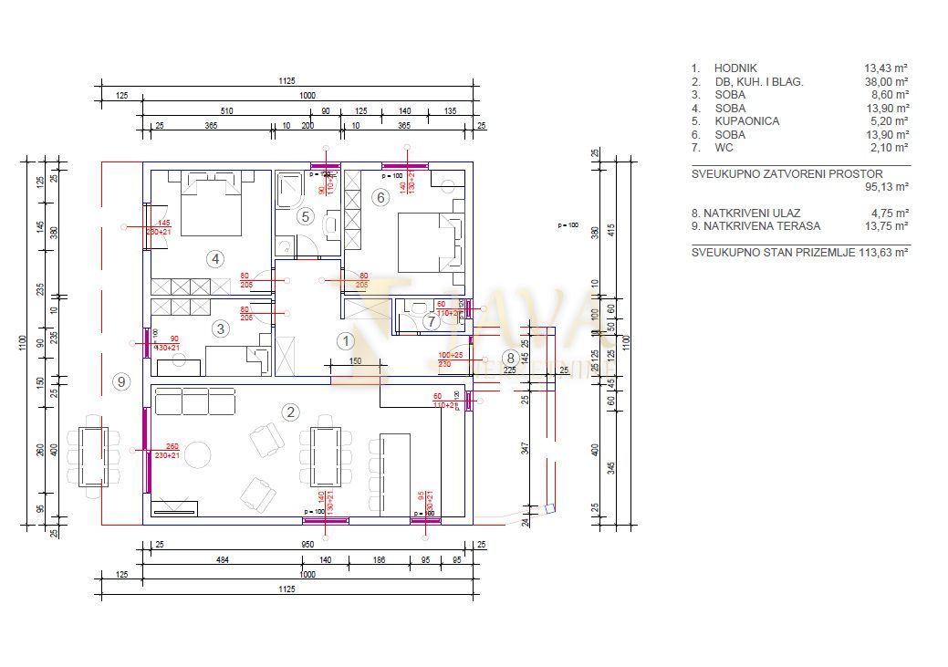 Appartamento Srdoči, Rijeka, 113m2