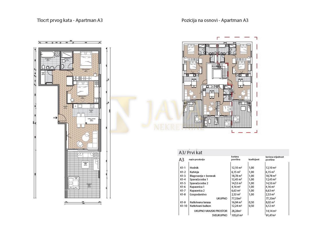 Appartamento Punta Kolova, Opatija, 106,93m2