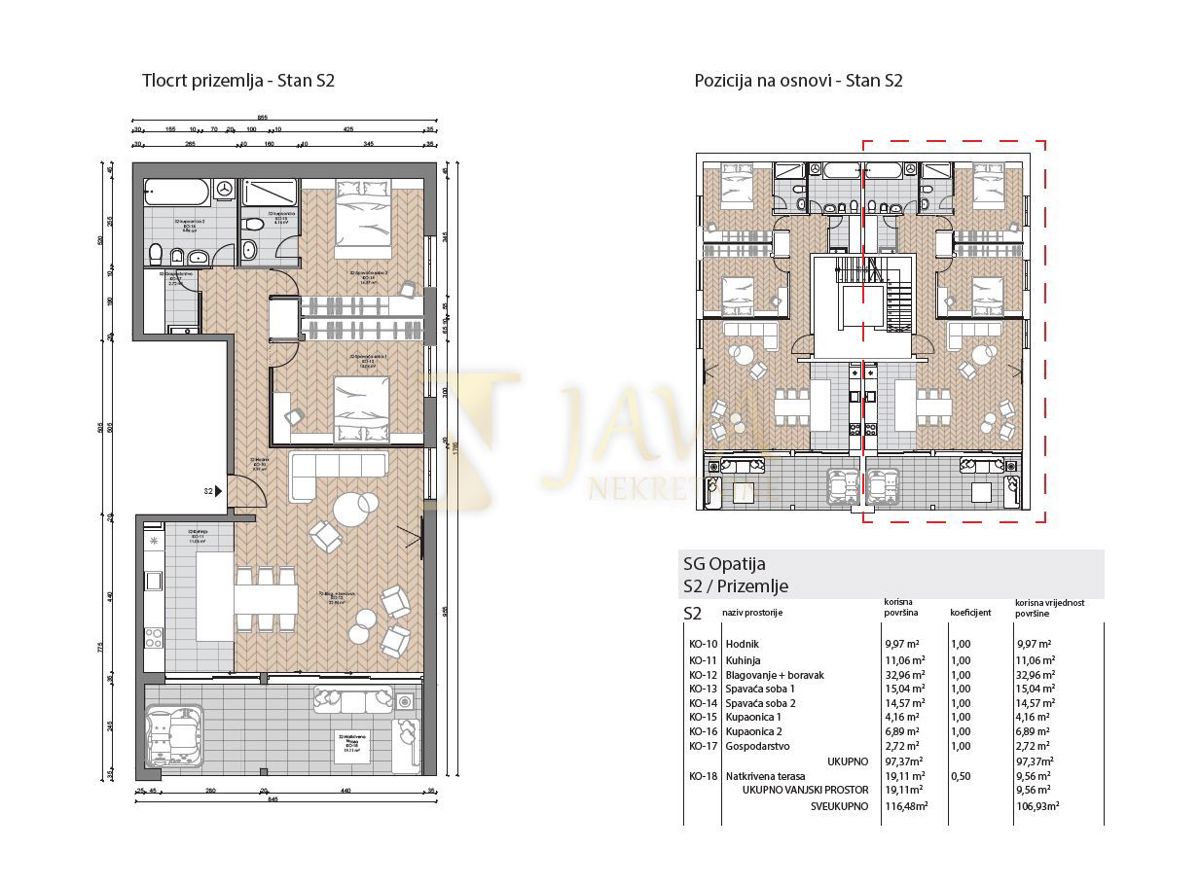 Appartamento Punta Kolova, Opatija, 106,93m2