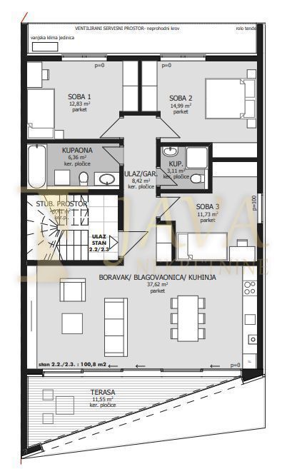 Appartamento Donja Vežica, Rijeka, 100,80m2