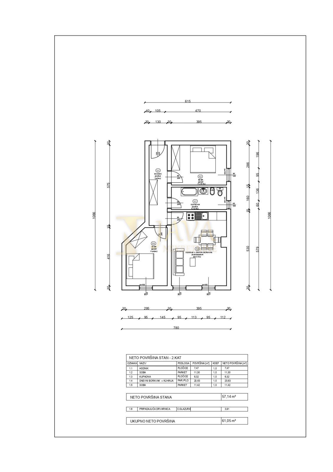 Appartamento Donja Drenova, Rijeka, 58m2