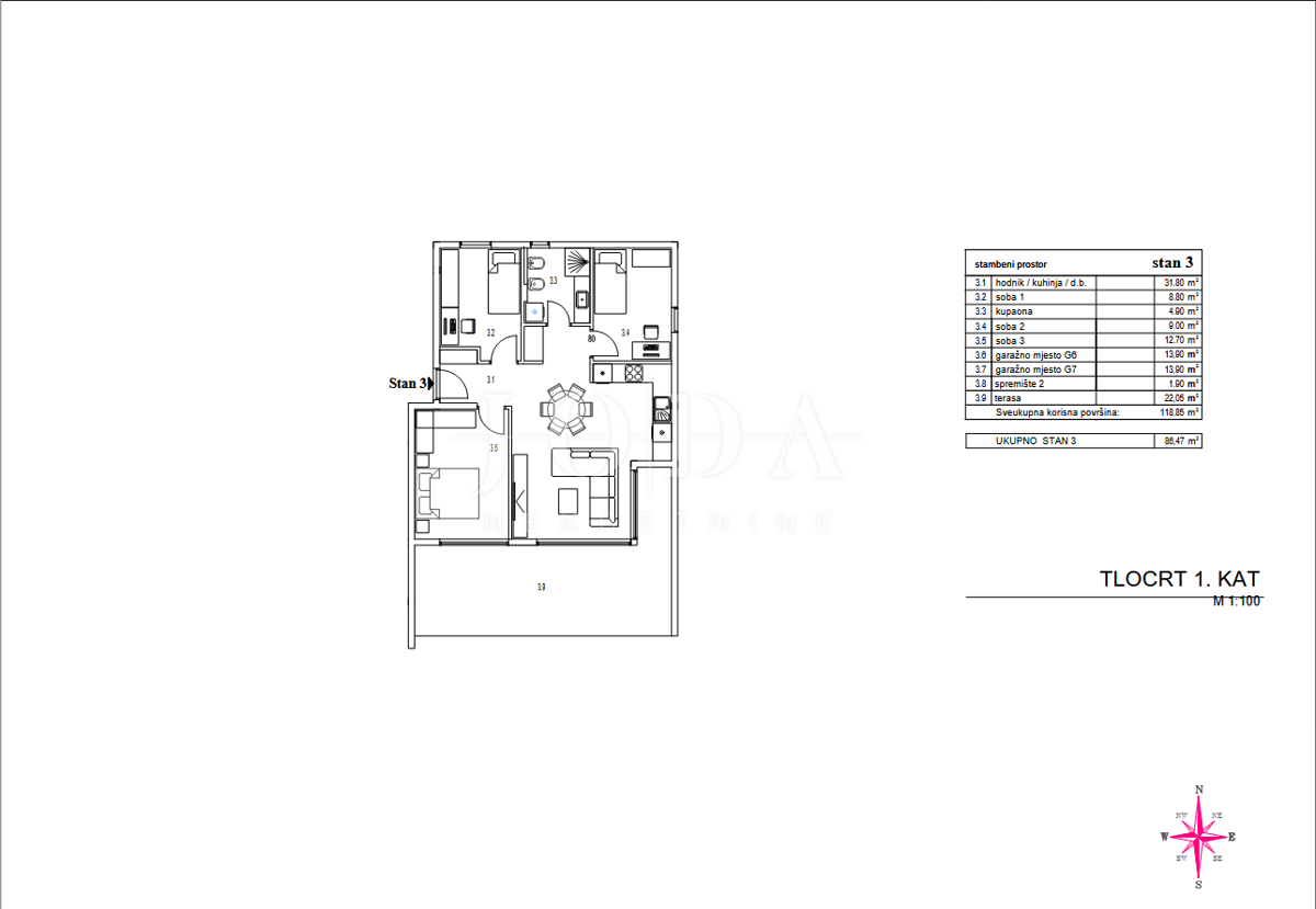 Allogio Kantrida, Rijeka, 86,47m2