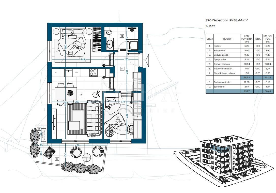Allogio Novi Vinodolski, 69,87m2