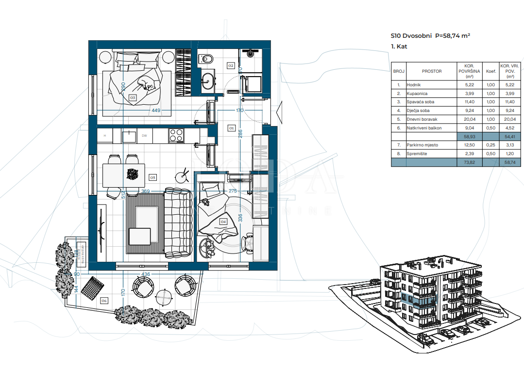 Allogio Novi Vinodolski, 69,87m2