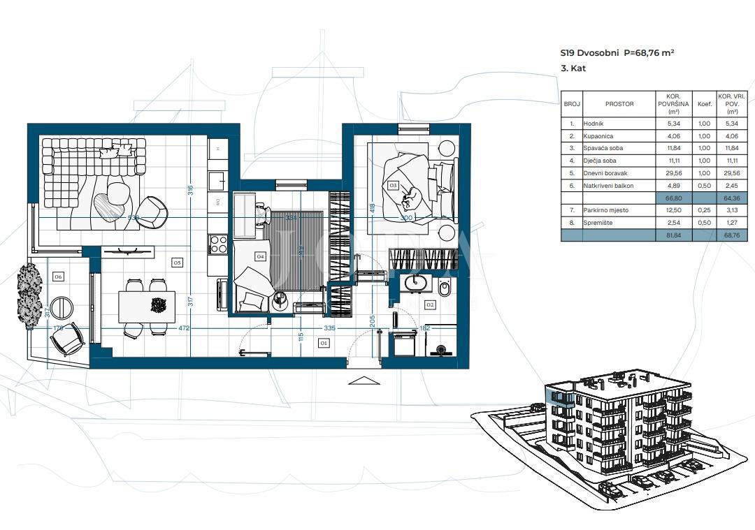Allogio Novi Vinodolski, 69,87m2