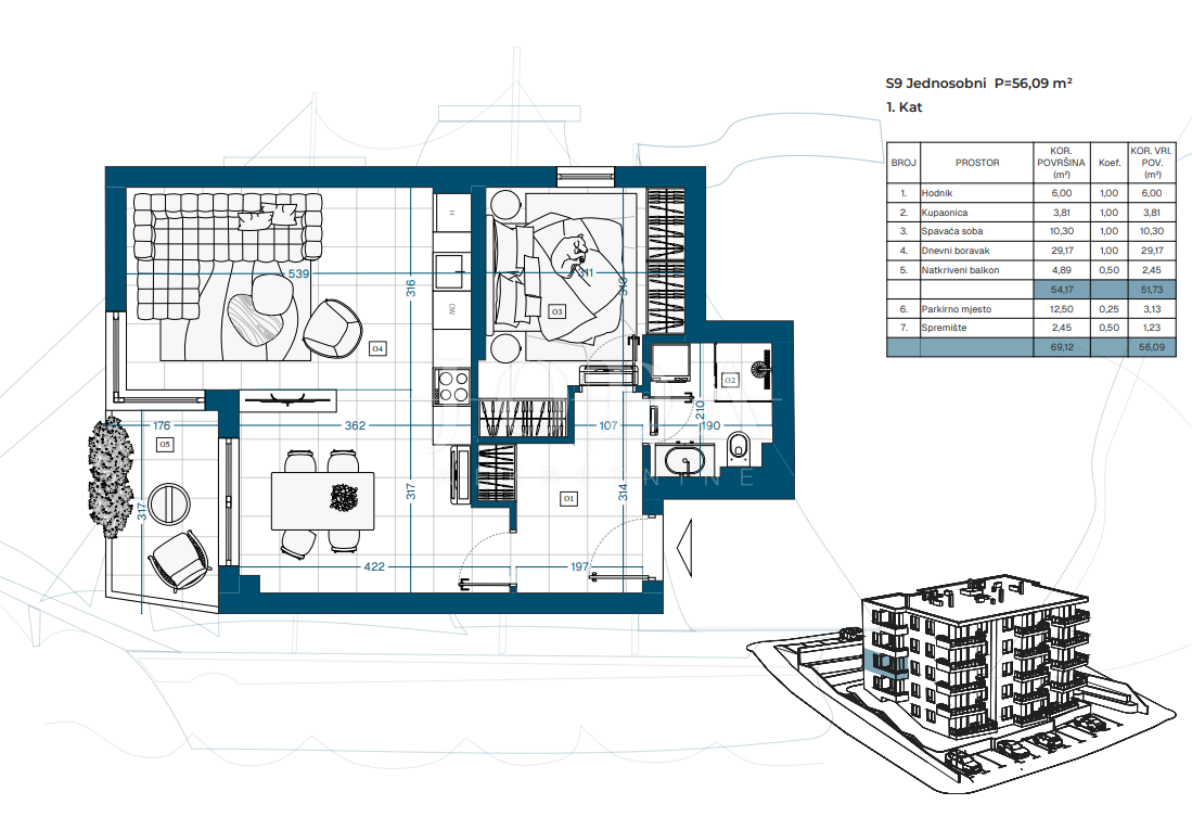 Allogio Novi Vinodolski, 69,87m2