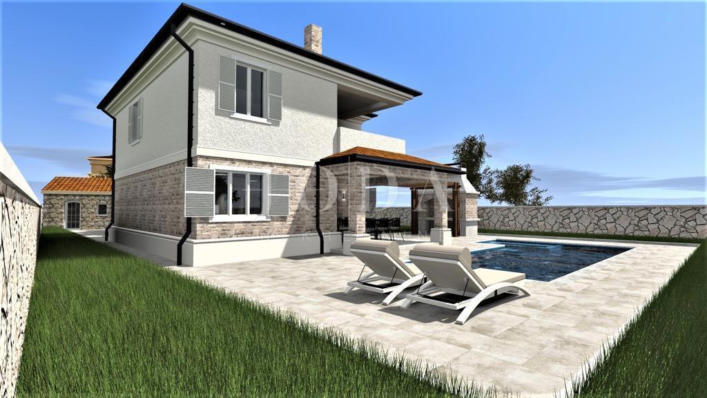 New detached villa with pool, near Vrbnik